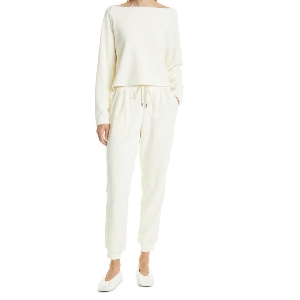 ATM Anthony Thomas Melillo Cotton fleece Ivory/Off white Chalk joggers L NWT